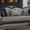 Casa Padrino Luxus Barock Sofa Silber / Schwarz - Wohnzimmer Sofa im Barockstil - Barock Wohnzimmer Möbel - Edel & Prunkvoll