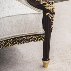 Casa Padrino Luxus Barock Sofa Naturfarben / Dunkelbraun / Gold 255 cm - Barock Möbel