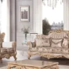Casa Padrino Luxus Barock Sofa Beige / Braun / Naturfarben - Prunkvolles Wohnzimmer Sofa mit elegantem Muster - Barock Möbel - Edel & Prunkvoll