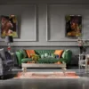 Casa Padrino Luxus Barock Sofa Grün / Braun / Silber - Handgefertigtes Wohnzimmer Sofa - Barock Wohnzimmer Möbel