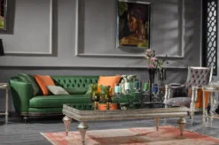 Casa Padrino Luxus Barock Sofa Grün / Braun / Silber - Handgefertigtes Wohnzimmer Sofa - Barock Wohnzimmer Möbel