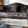 Casa Padrino Luxus Barock Sofa Grau / Schwarz / Gold - Edles Wohnzimmer Sofa mit elegantem Muster - Barock Möbel - Luxus Qualität - Made in Italy