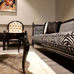 Casa Padrino Luxus Barock Sofa Zebra / Schwarz - Handgefertigtes Wohnzimmer Sofa im Barockstil - Edle Barock Wohnzimmer Möbel