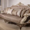 Casa Padrino Luxus Barock Sofa Grau / Weiß / Dunkelbraun / Gold 255 cm