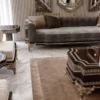 Casa Padrino Luxus Barock Sofa Grau / Dunkelbraun / Gold 265 cm