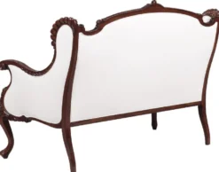 Casa Padrino Luxus Barock Sofa Weiß / Dunkelbraun - Prunkvolles Wohnzimmer Sofa im Barockstil - Barock Wohnzimmer Möbel - Edel & Prunkvoll
