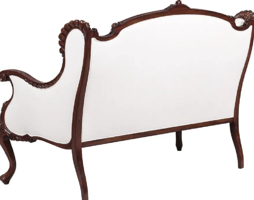 Casa Padrino Luxus Barock Sofa Weiß / Dunkelbraun - Prunkvolles Wohnzimmer Sofa im Barockstil - Barock Wohnzimmer Möbel - Edel & Prunkvoll