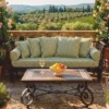 Casa Padrino Luxus Barock Sofa Braun / Grün / Weiß 300 cm - Schmiedeeisen Gartensofa - Barock Hotel & Garten Möbel