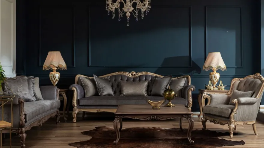 Casa Padrino Luxus Barock Sofa Grau / Naturfarben - Handgefertigtes Wohnzimmer Sofa im Barockstil - Barock Wohnzimmer Möbel