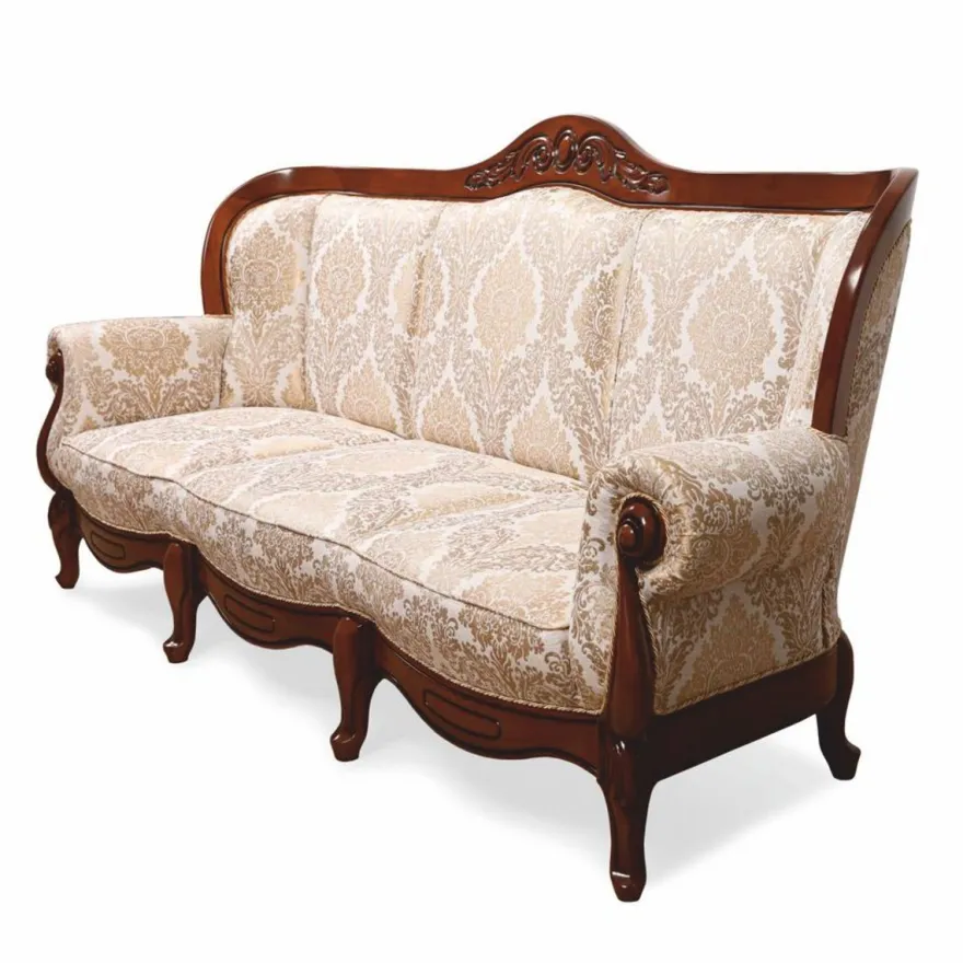 Casa Padrino Luxus Barock Sofa Weiß / Gold / Dunkelbraun 240 cm - Barockstil Wohnzimmer Möbel