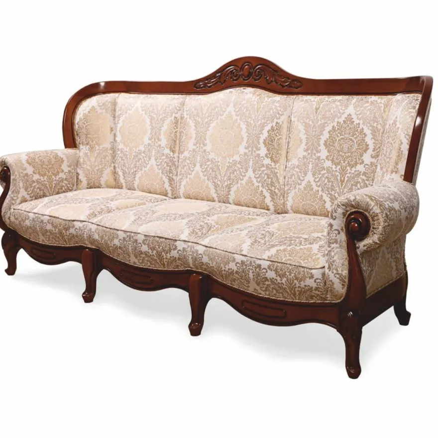Casa Padrino Luxus Barock Sofa Weiß / Gold / Dunkelbraun 240 cm - Barockstil Wohnzimmer Möbel