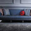 Casa Padrino Luxus Barock Sofa Blau / Gold / Schwarz 240 x 88 x H. 85 cm - Barock Wohnzimmermöbel