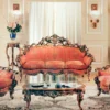 Casa Padrino Luxus Barock Sofa Rot / Braun / Gold - Prunkvolles Wohnzimmer Sofa mit elegantem Muster - Barock Wohnzimmer & Hotel Möbel - Erstklassische Qualität - Made in Italy