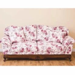 Casa Padrino Luxus Barock Sofa Weiß / Pink / Braun 210 cm - Barock Wohnzimmer Möbel
