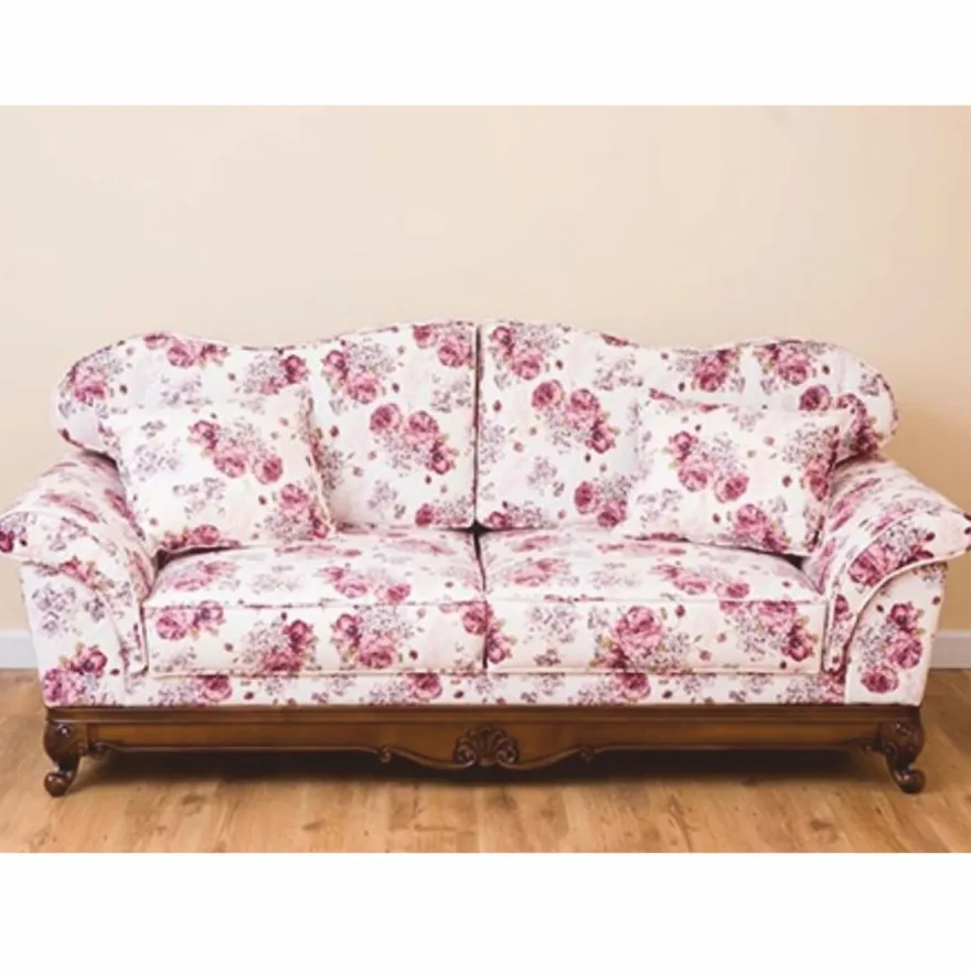 Casa Padrino Luxus Barock Sofa Weiß / Pink / Braun 210 cm - Barock Wohnzimmer Möbel