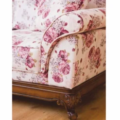 Casa Padrino Luxus Barock Sofa Weiß / Pink / Braun 210 cm - Barock Wohnzimmer Möbel