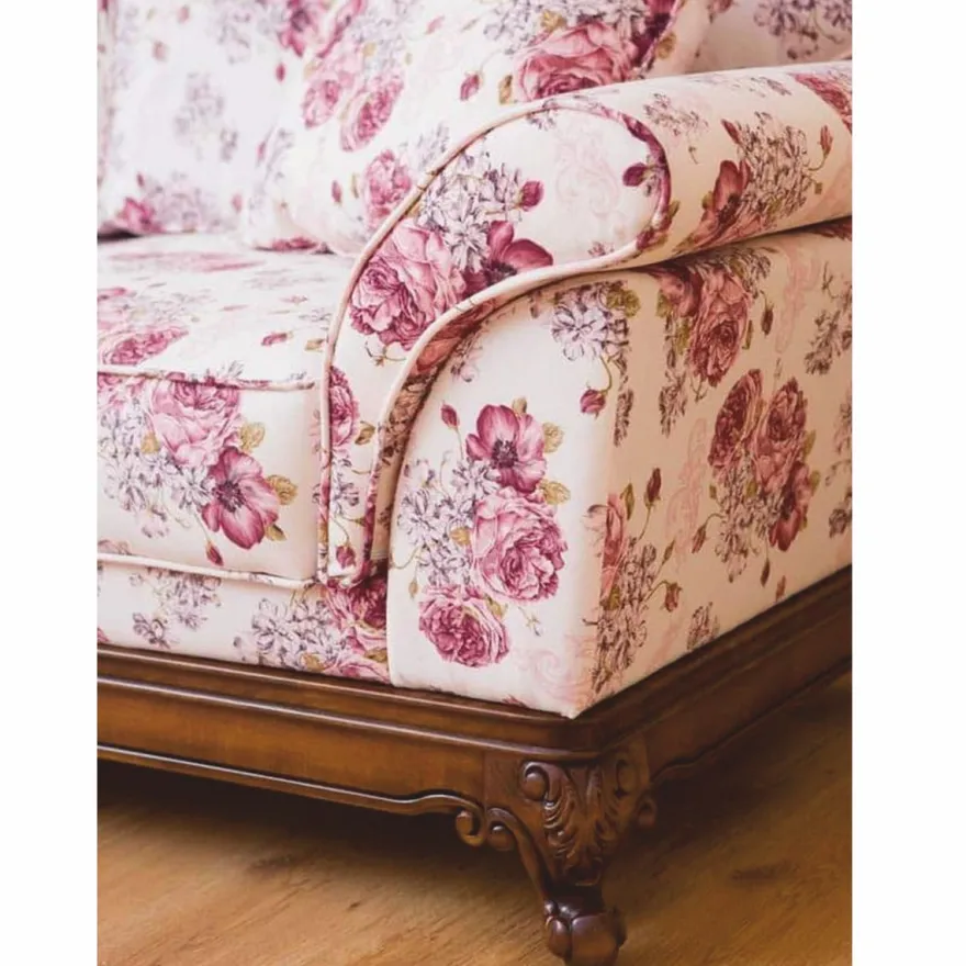 Casa Padrino Luxus Barock Sofa Weiß / Pink / Braun 210 cm - Barock Wohnzimmer Möbel