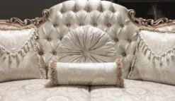Casa Padrino Luxus Barock Sofa mit Glitzersteinen und dekorativen Kissen Silber / Creme / Beige 230 x 90 x H. 110 cm - Prunkvolles Wohnzimmer Sofa