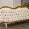 Casa Padrino Luxus Barock Sofa Beige / Gold - Prunkvolles Wohnzimmer Sofa mit Muster - Prunkvolle Barock Wohnzimmer Möbel