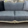 Casa Padrino Luxus Barock Sofa Blau / Silber / Gold - Prunkvolles Wohnzimmer Sofa - Barockstil Wohnzimmer Möbel - Barock Einrichtung - Luxus Möbel im Barockstil - Edel & Prunkvoll