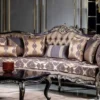 Casa Padrino Luxus Barock Sofa Gold / Lila - Prunkvolles Wohnzimmer Sofa mit elegantem Muster und dekorativen Kissen - Wohnzimmer Möbel im Barockstil