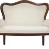 Casa Padrino Luxus Barock Sofa Cremefarben / Dunkelbraun 124 x 74 x H. 107 cm - Elegantes Wohnzimmer Sofa im Barockstil - Barock Wohnzimmer Möbel