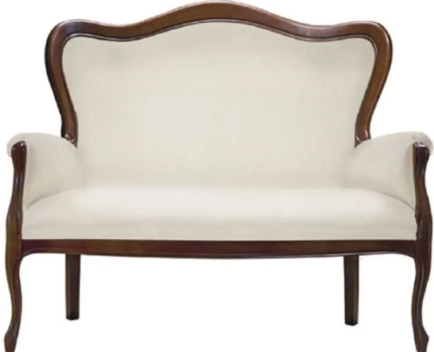 Casa Padrino Luxus Barock Sofa Cremefarben / Dunkelbraun 124 x 74 x H. 107 cm - Elegantes Wohnzimmer Sofa im Barockstil - Barock Wohnzimmer Möbel