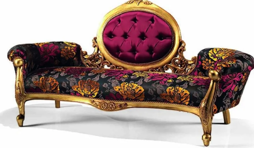 Casa Padrino Luxus Barock Sofa Schwarz / Lila / Gold 205 cm - Made in Italy