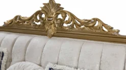Casa Padrino Luxus Barock Sofa Blau / Weiß / Gold 234 x 93 x H. 124 cm - Wohnzimmer Möbel im Barockstil - Edel & Prunkvoll