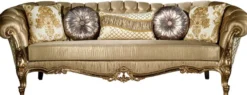 Casa Padrino Luxus Barock Sofa Gold / Weiß 268 x 110 x H. 87 cm - Prunkvolles Wohnzimmer Sofa mit dekorativen Kissen - Wohnzimmer Möbel im Barockstil