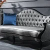 Casa Padrino Luxus Barock Sofa Silber / Schwarz 250 x 92 x H. 103 cm - Prunkvolles Wohnzimmer Sofa im Barockstil