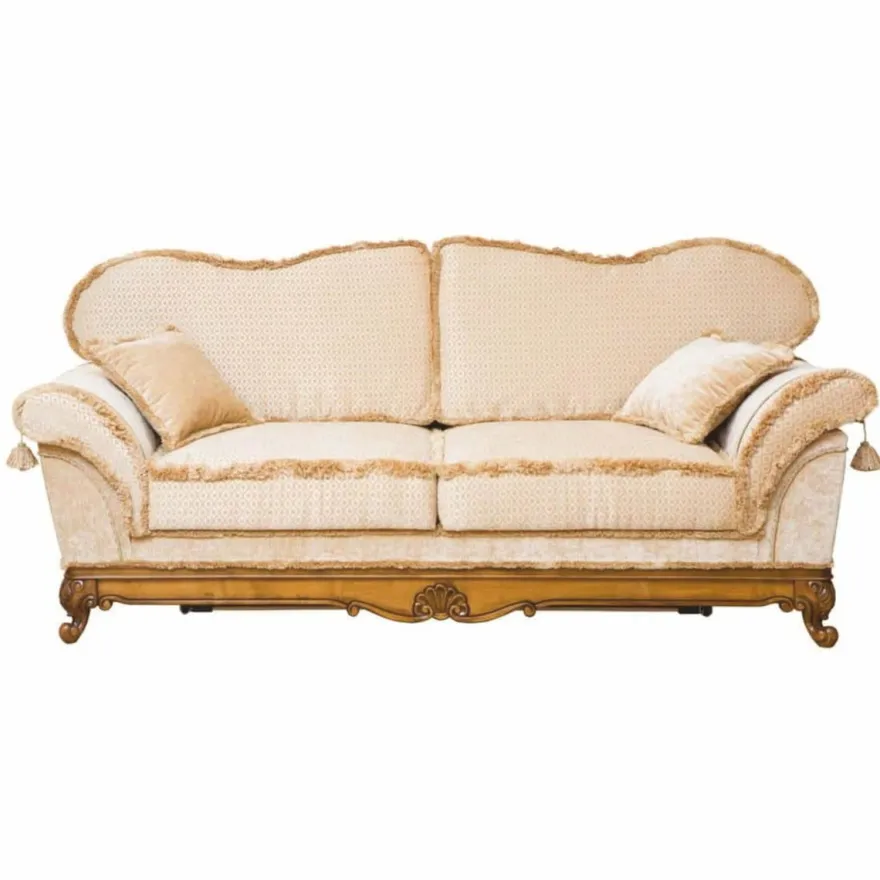 Casa Padrino Luxus Barock Sofa Creme / Braun 210 cm - Barock Wohnzimmer Möbel