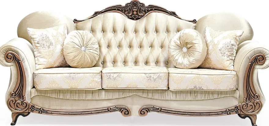 Casa Padrino Luxus Barock Sofa Gold / Kupfer - Prunkvolles Wohnzimmer Sofa mit elegantem Muster und Glitzersteinen - Wohnzimmer Möbel im Barockstil - Barock Möbel - Edel & Prunkvoll