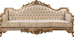 Casa Padrino Luxus Barock Sofa Gold Muster / Antik Gold - Barockstil Wohnzimmer Sofa mit elegantem Muster - Luxus Wohnzimmer Möbel im Barockstil - Barock Einrichtung - Barock Möbel