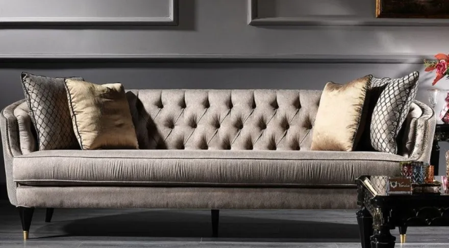 Casa Padrino Luxus Barock Sofa Grau / Schwarz / Gold 231 x 94 x H. 83 cm - Barock Wohnzimmermöbel