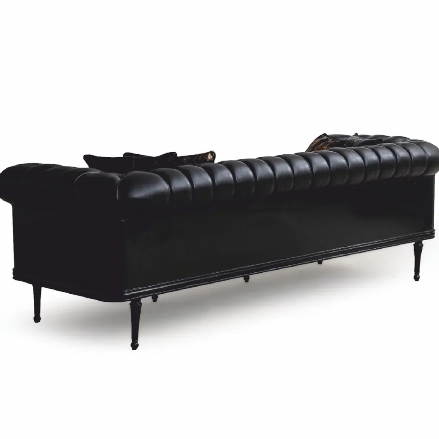 Casa Padrino Luxus Barock Sofa Schwarz / Gold 260 cm - Barock Wohnzimmer Möbel