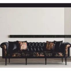 Casa Padrino Luxus Barock Sofa Schwarz / Gold 260 cm - Barock Wohnzimmer Möbel