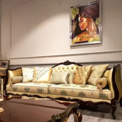 Casa Padrino Luxus Barock Sofa Gold / Silber / Schwarz - Prunkvolles Wohnzimmer Sofa mit elegantem Muster - Barock Möbel