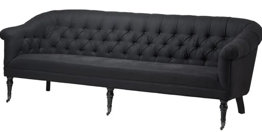 Casa Padrino Luxus Barock Sofa Paris Schwarz - Edles Sofa im Barockstil - 216 x 82 x 75 cm