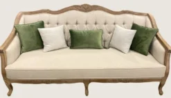 Casa Padrino Luxus Barock Sofa Creme / Naturfarben - Handgefertigtes Wohnzimmer Sofa - Luxus Wohnzimmer Möbel im Barockstil - Barock Interior - Edel & Prunkvoll