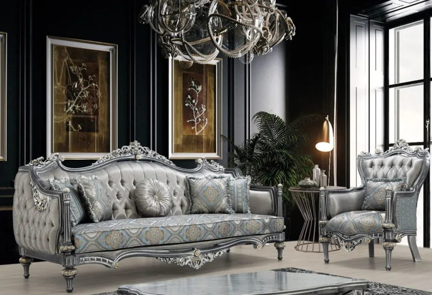 Casa Padrino Luxus Barock Sofa Silber / Türkis / Gold 248 x 96 x H. 118 cm - Prunkvolles Massivholz Wohnzimmer Sofa mit elegantem Muster und dekorativen Kissen - Barock Wohnzimmer Möbel
