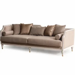 Casa Padrino Luxus Barock Sofa Braun / Creme / Gold 235 cm - Barockstil Möbel