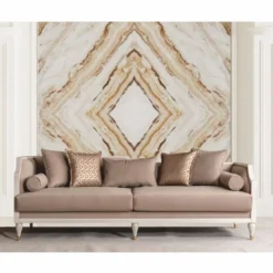 Casa Padrino Luxus Barock Sofa Braun / Creme / Gold 235 cm - Barockstil Möbel