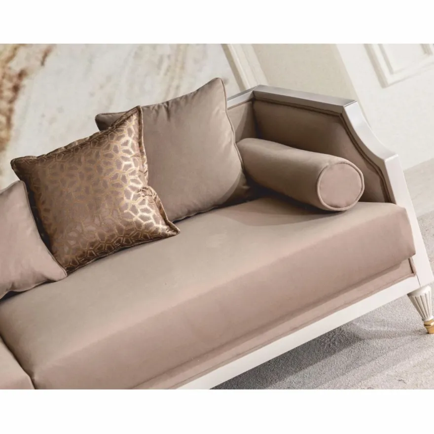 Casa Padrino Luxus Barock Sofa Braun / Creme / Gold 235 cm - Barockstil Möbel