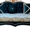 Casa Padrino Luxus Barock Sofa Türkis / Grün / Creme - Prunkvolles Wohnzimmer Sofa mit elegantem Blumenmuster und Glitzersteinen - Barock Wohnzimmer Möbel