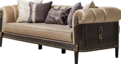 Casa Padrino Luxus Barock Sofa Hellbraun / Dunkelbraun / Gold 235 cm - Barock Möbel