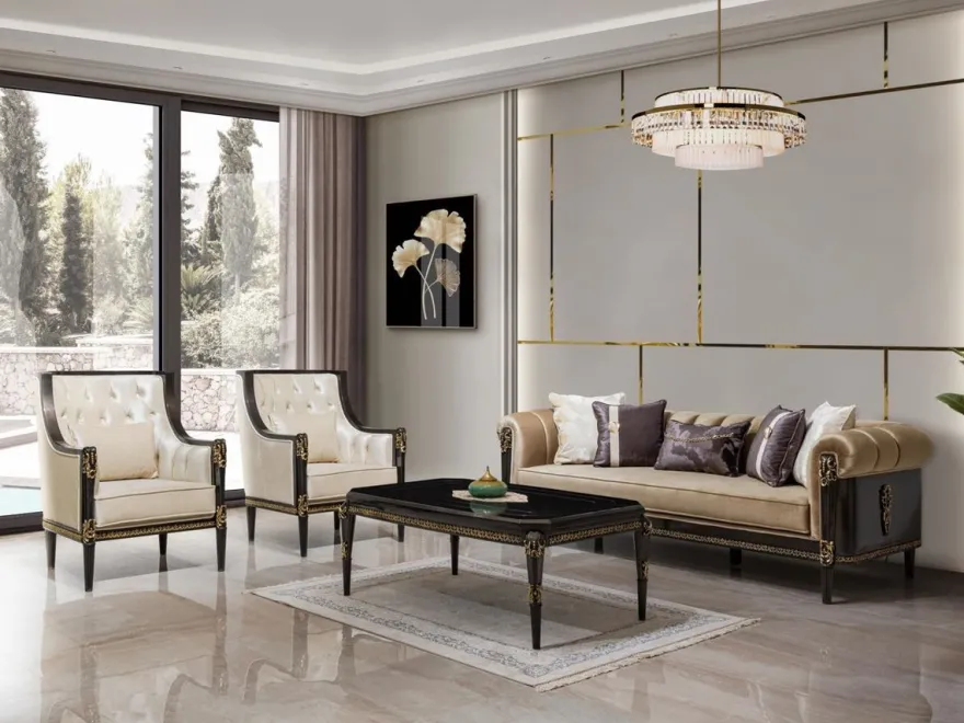Casa Padrino Luxus Barock Sofa Hellbraun / Dunkelbraun / Gold 235 cm - Barock Möbel