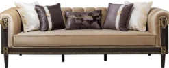 Casa Padrino Luxus Barock Sofa Hellbraun / Dunkelbraun / Gold 235 cm - Barock Möbel