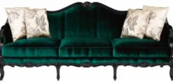 Casa Padrino Luxus Barock Sofa Grün / Schwarz - Prunkvolles Wohnzimmer Sofa - Barockstil Wohnzimmer Möbel - Luxus Möbel im Barockstil - Barock Einrichtung - Edel & Prunkvoll