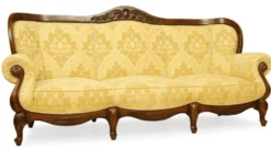 Casa Padrino Luxus Barock Sofa Gelb / Braun 240 cm - Barockstil Wohnzimmer Möbel